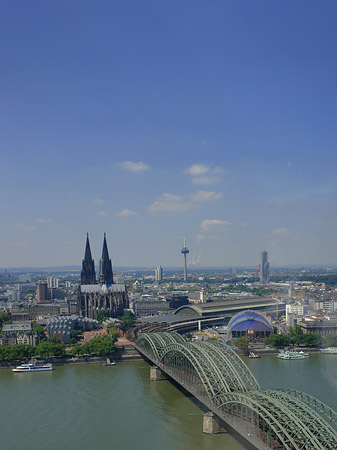 Hohenzollernbrücke und Kölner Dom aus der Ferne