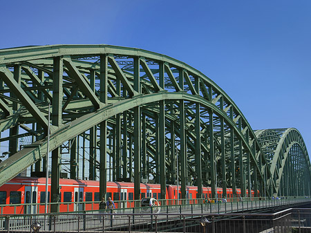 Hohenzollernbrücke mit Zug